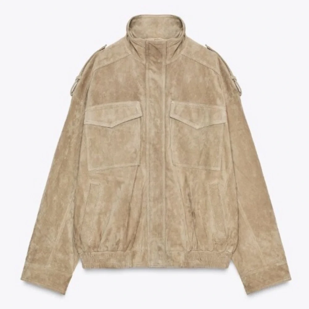 ZARA Viral Suede Leather Oversized Jacket. New, S - Picture 10 of 16